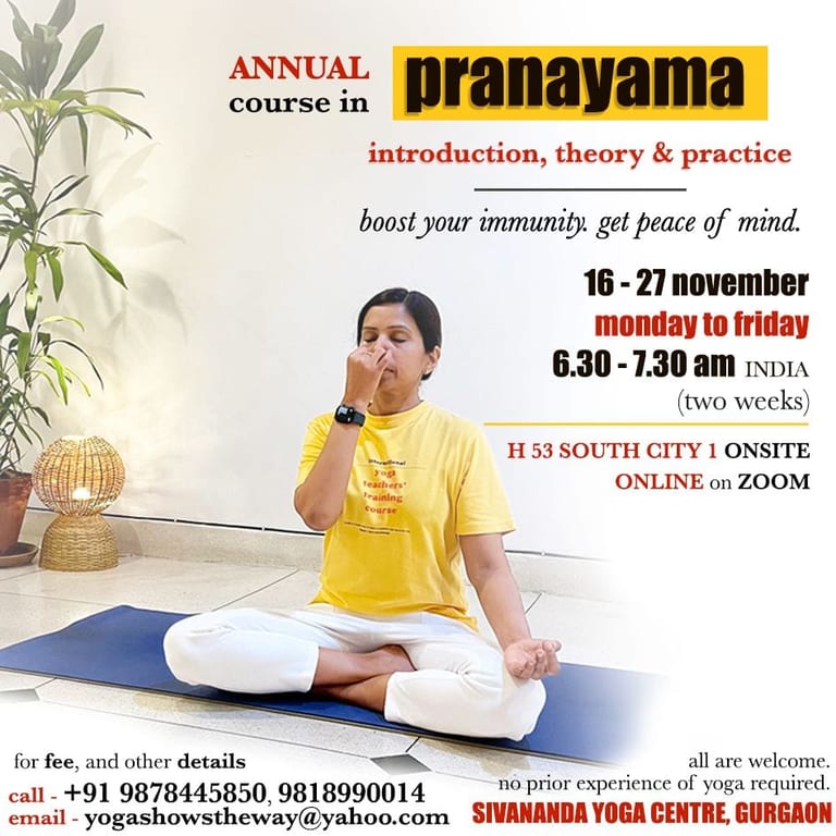 Poster for the Annual Course in Pranayama