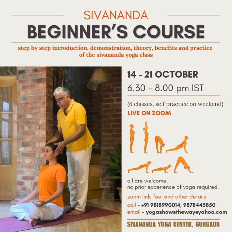Poster for the October Sivananda Beginner's Course