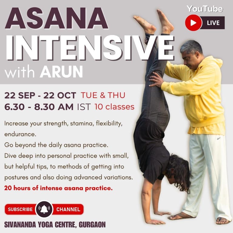 Poster for the Asana Intensive with Arun