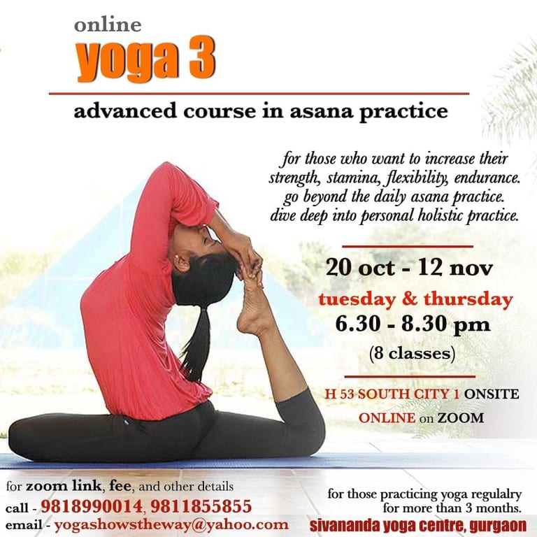 Poster for the Yoga 3 advanced asana course